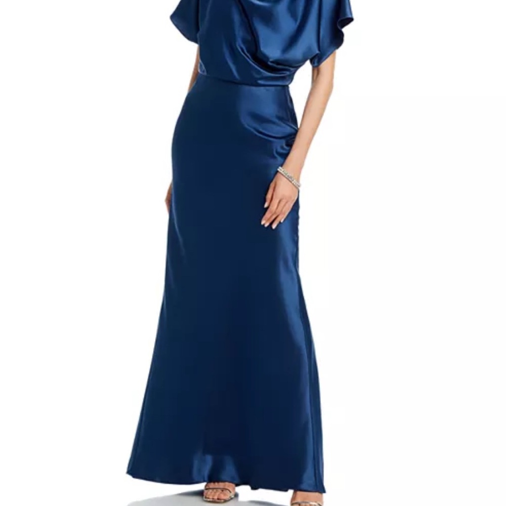 Amsale French Blue Satin Formal Dress